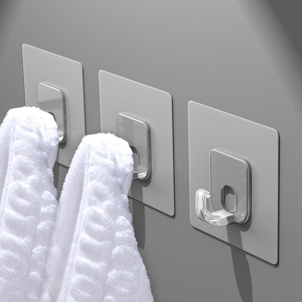 Latoxcaa Large Adhesive Hooks, 10 Pack Heavy Duty Utility Hooks for Hanging 33lb, Damage Free Sticky Hanging, No Trace Self-Adhesive Wall for Kitchen Bathroom Office Multiple Uses