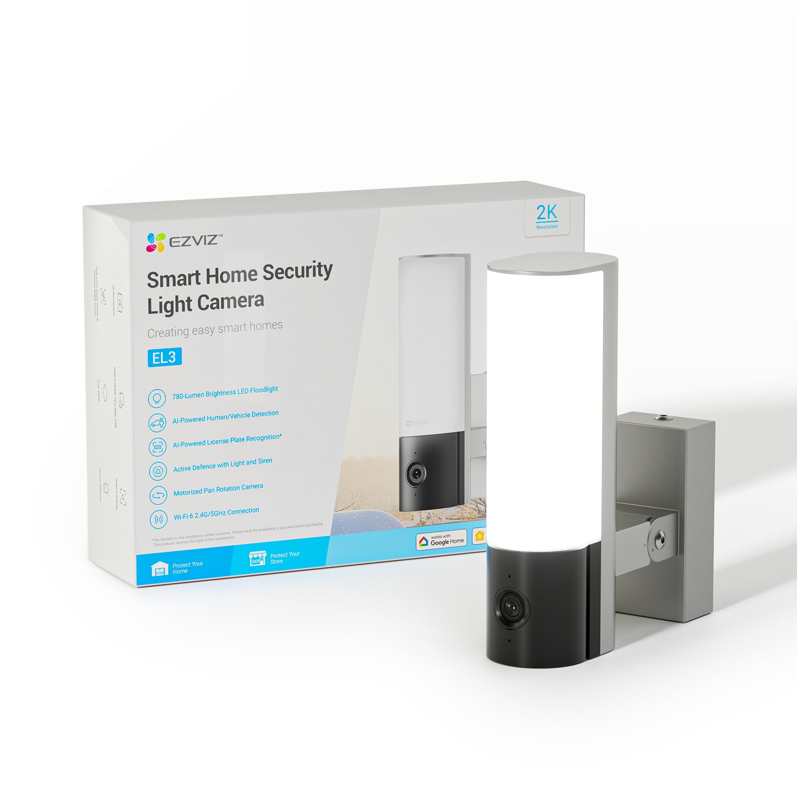 EZVIZ Wired Floodlight Security WiFi Camera Outdoor, Smart PIR Detection, FHD 1080P, 2000 Lumens, 25M Starlight Colour Night Vision, Weatherproof, Two-Way Talk, SD Card/Cloud Storage, Hardwired |LC1C