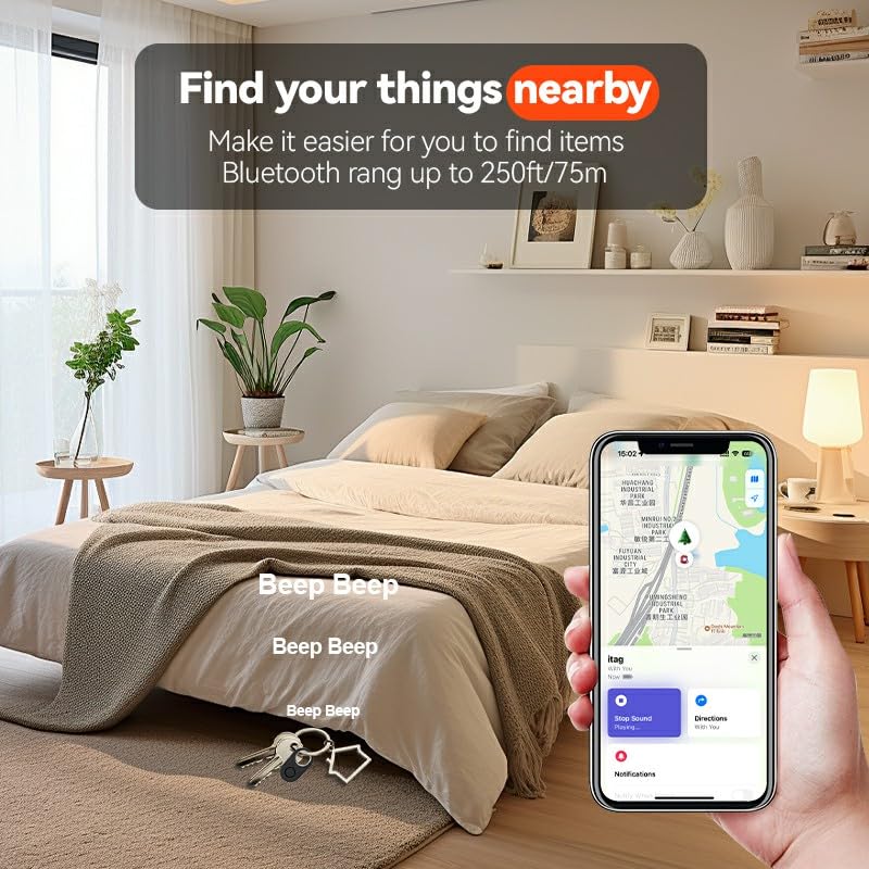 2 Pack GPS Tracker for Vehicles Work with Find My (iOS Only)-No Monthly Fee, IP69 Waterproof,Real-Time GPS Tracking Devices for Kids, Car, Keys,Luggage,Wallets,Dog,Cat,Easily Locate Lost Items(White)