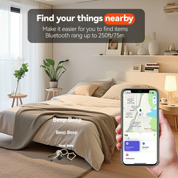 2 Pack GPS Tracker for Vehicles Work with Find My (iOS Only)-No Monthly Fee, IP69 Waterproof,Real-Time GPS Tracking Devices for Kids, Car, Keys,Luggage,Wallets,Dog,Cat,Easily Locate Lost Items(White)