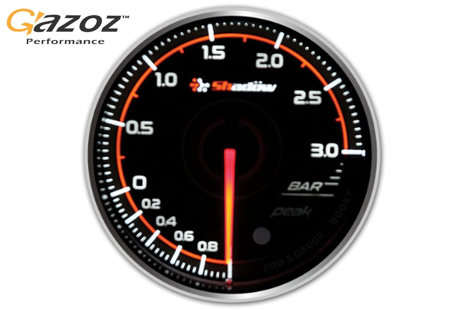 Gazoz Performance 52mm Boost Gauge PRO3 BF Turbo Meter 3 BAR Dual LED Electrical - Shadow Gauge