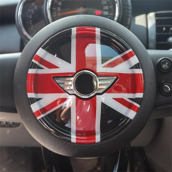 ABS Plastic Steering Wheel Decoration Trim Cover Sticker Shell for Mini Cooper F54 Clubman F55 Hardtop F56 Hatchback F57 Convertible F60 Countryman 2014~2020 (Union Jack Gray)