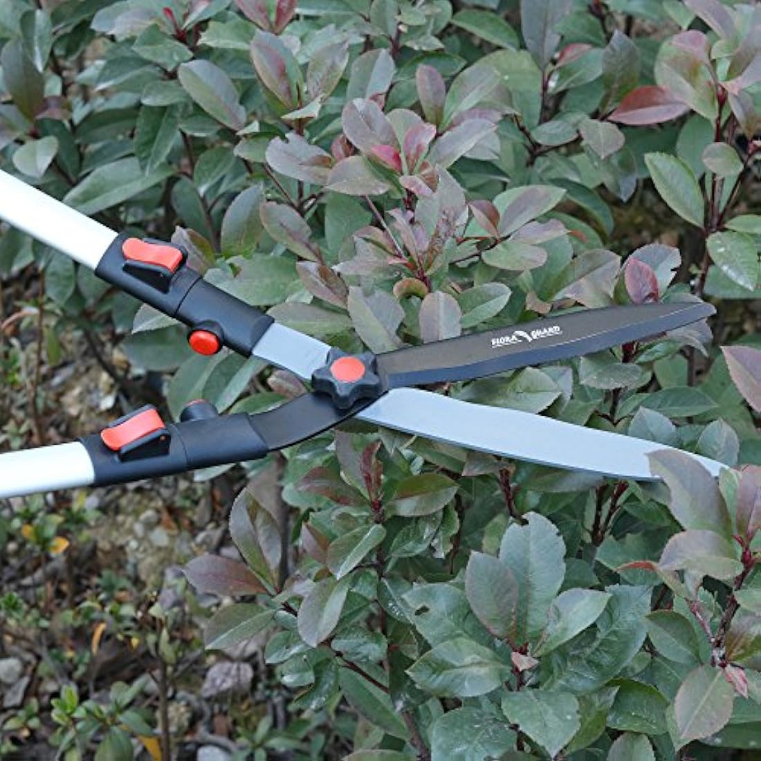 FLORA GUARD Telescopic Hedge Shear, Extendable Handles Adjust to Exact Length Required 67cm to 88cm, Super Lightweight Approx 1kg, Garden Shears with Aluminum Handle, Ideal for Trim Hedges and Bushes