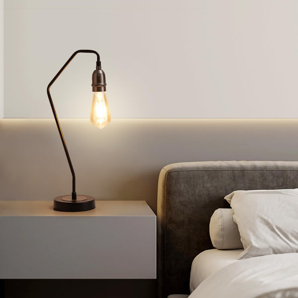 HARPER LIVING Retro Table Lamp, E27 Desk Lamp with 189cm Cable On/Off Switch, Black and Silver Finish, Plug-in Bedside Lamp for Living Room, Bedroom,