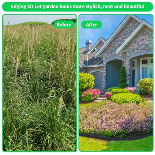 Forever Speed Flexible Plastic Garden Edging 20 m x 5 cm (W x H) [60 Ground Anchors + 1 Pair of Gloves] Lawn Edging Border Garden Edging Lawn Edging