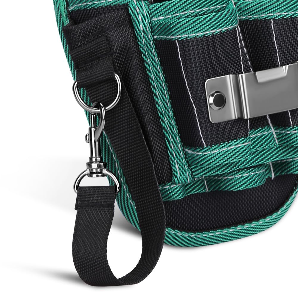 WINHUNT Tool Belt Pouch, Electrician Pouch 18 Pocket with Adjustable Nylon Belt 15x4x22cm Black (18 Pockets)