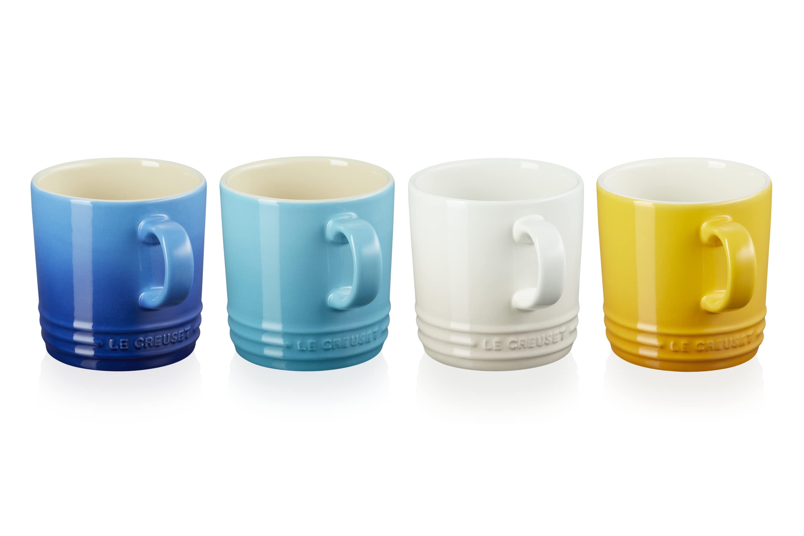 Le Creuset Stoneware Rainbow Coffee Mugs, 350 ml, Cerise, Volcanic, Teal, Ultra Violet, Soleil, Palm, 79114358359030