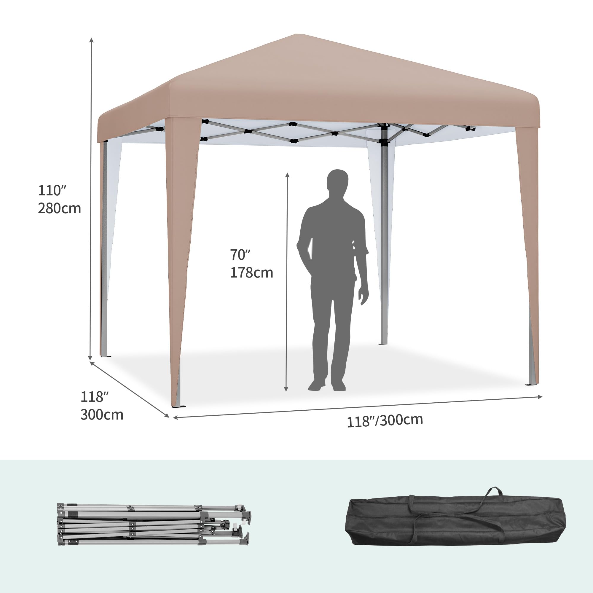 YITAHOME 3x3Meter Instant Heavy Duty Pop Up Gazebo, Folding Garden Camping Party Tent Canopy Marquee with Roller Bag