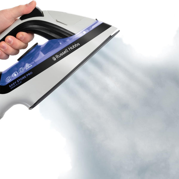 Russell Hobbs Steam Iron [2400W, 180g extra steam boost] Easy Store Pro Wrap & Clip iron (space-saving cable storage, 320ml water tank, fast heat up, ceramic soleplate, self-cleaning function) 26730