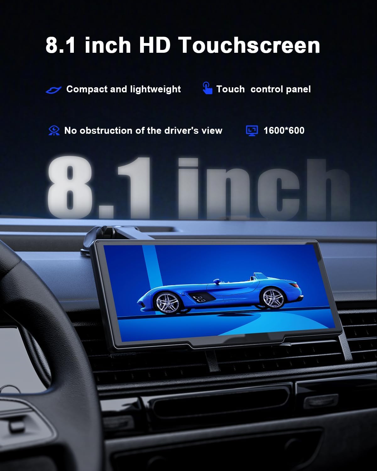 Avylet 8.1" Wireless Car Stereo for Apple Carplay & Android Auto, Portable Carplay Screen for Car, Reversing Backup Camera, OTA Upgrade, GPS Navigation/Voice Control/Mirror Link/Bluetooth/AUX/FM