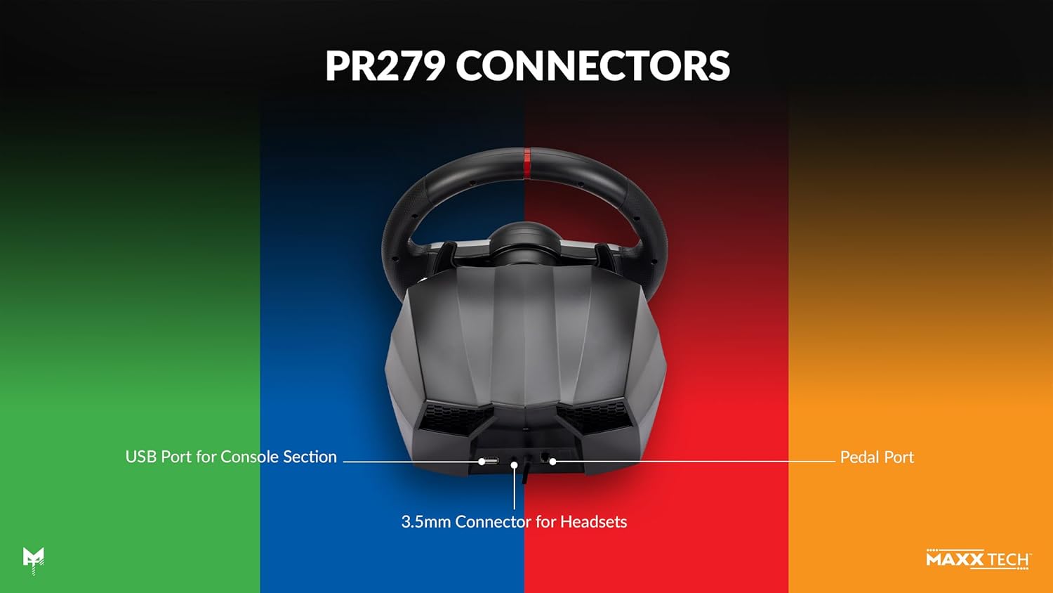 Maxx Tech PR279 Racing Wheel Kit For PC, Xbox, PS4 & Nintendo Switch - Wheel, 2-pedal set & wheel clamp