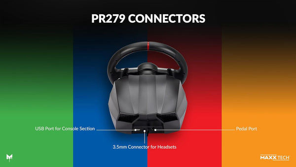 Maxx Tech PR279 Racing Wheel Kit For PC, Xbox, PS4 & Nintendo Switch - Wheel, 2-pedal set & wheel clamp