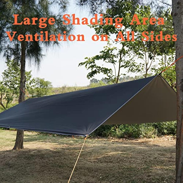 3x4m Camping Tarp Waterproof Tent Tarpaulin Lightweight Hammock Rain Fly Anti-UV Awning Canopy Waterproof Outdoor Shelter