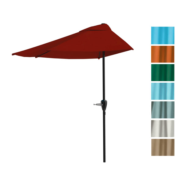 9-Foot Half Patio Umbrella '? Easy Crank Opening Shade Canopy for Balconies Porches or Aga