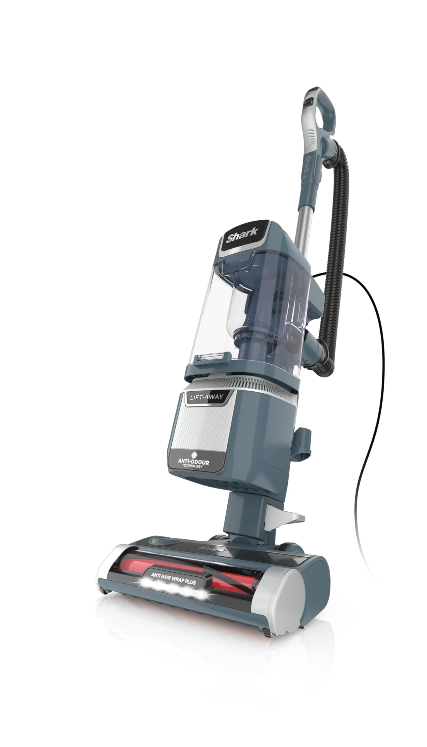 Shark Corded Upright Vacuum Cleaner 1.1L with Anti Hair Wrap Technology, LED Headlights, Lift-Away, Anti-Allergen, 8m Cord, 750W, 2 Attachments, Royal Grey, NZ691UK