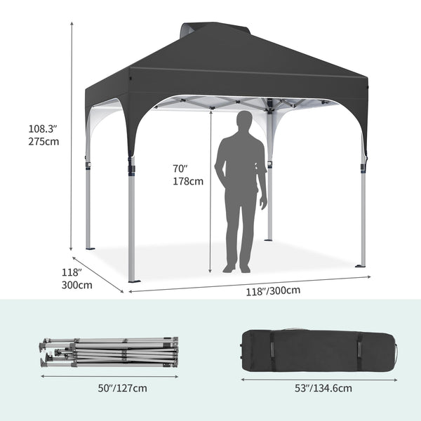 YITAHOME 2.5x2.5M Instant Heavy Duty Pop Up Gazebo, Waterproof Folding Garden Camping Party Tent Canopy Marquee with Roller Bag for Patio Markets Beach