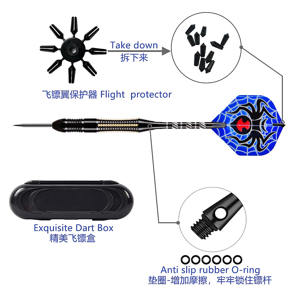 Steel Tip Darts Set,3 Pack Professional Dart with Aluminum Shafts and Darts Case