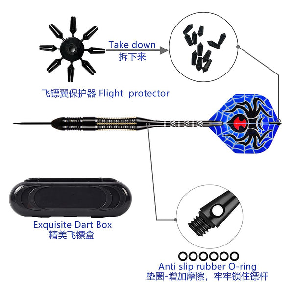 Steel Tip Darts Set,3 Pack Professional Dart with Aluminum Shafts and Darts Case