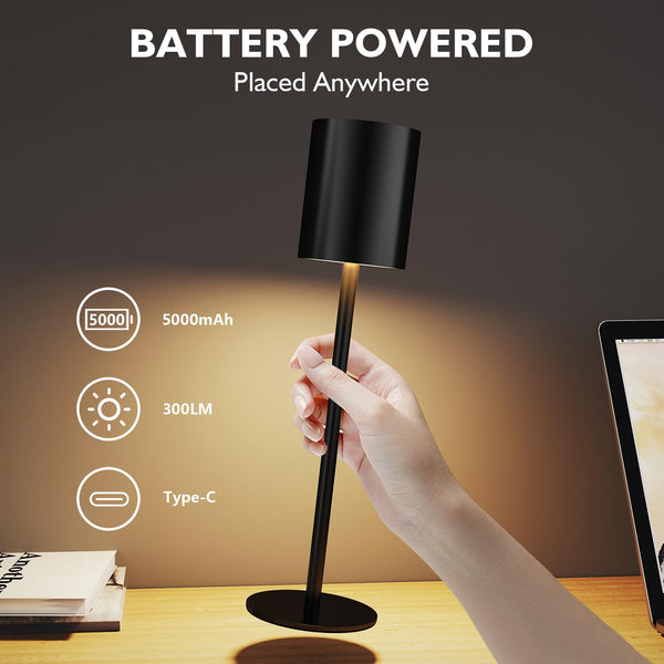 Aomeya Touch Control Table Lamp, 3-Way Dimmable Bedside Lamps Nightstand Lamps with Flaxen Fabric Shade for Bedroom Living Room,LED Bulb Included (Grey-1Pcs) (battery-1Pcs)