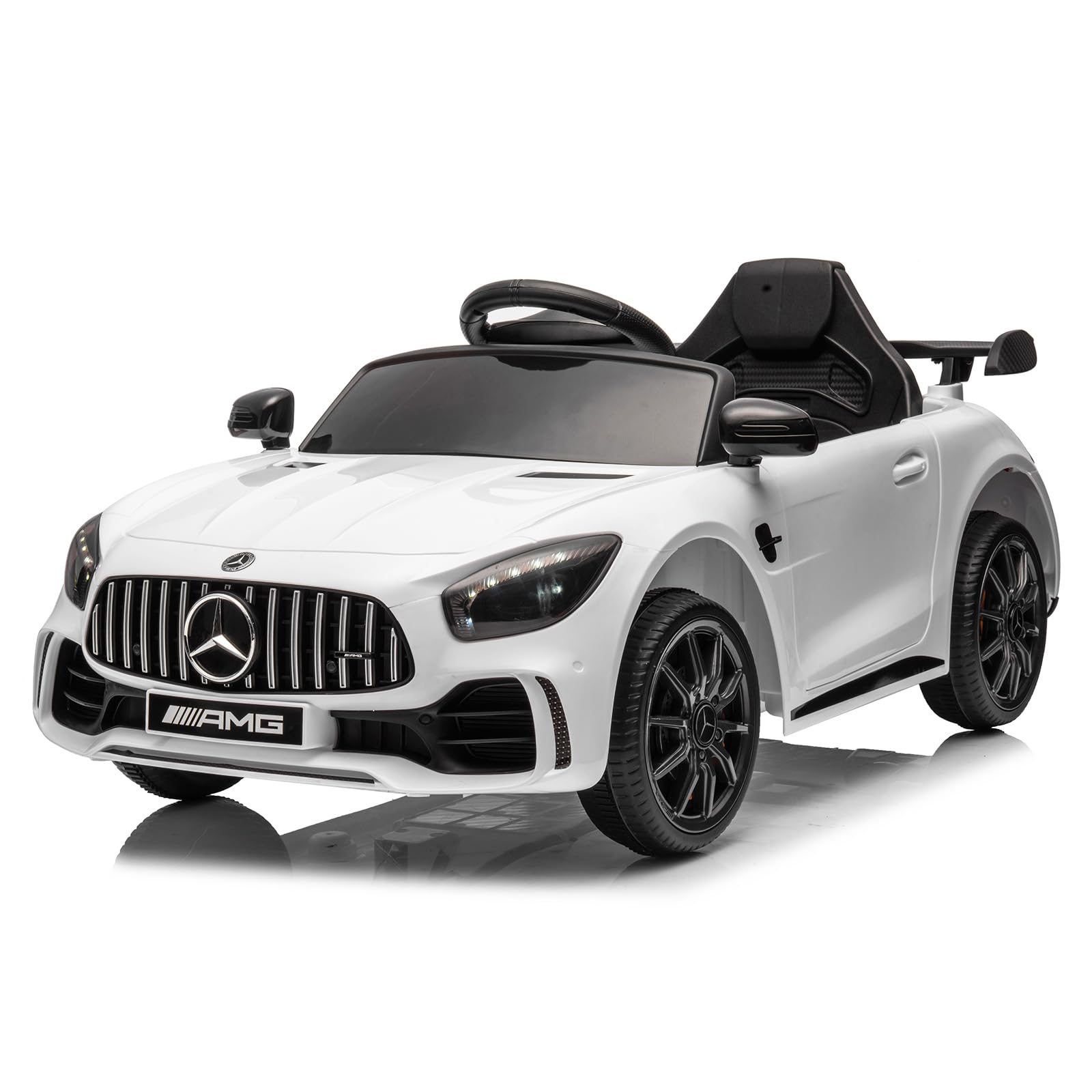 Karlhome 12V Ride on Car, Licensed Mercedes Benz AMG GTR with Parental Remote, 2 Motors Electric Car for Kids to Drive w/Wider Seat, LED Lights, Openable Doors, MP3, Smooth Start, 3 Speeds - Black
