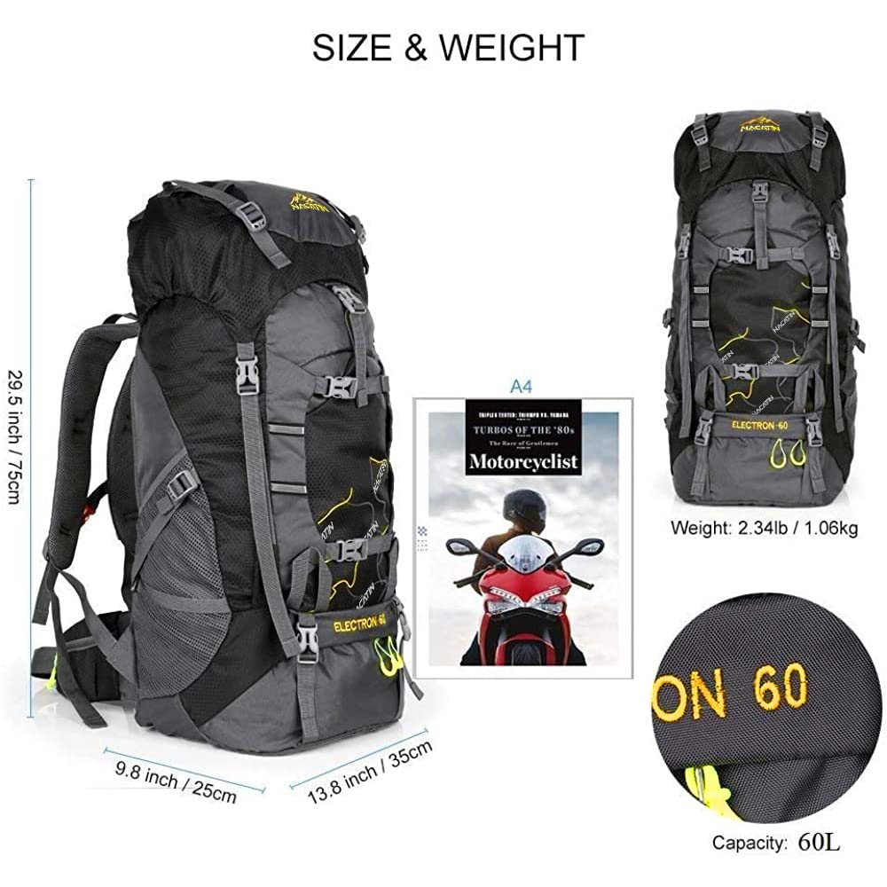 NACATIN Hiking Backpack, 60L Large Rucksack for Men Women, Tear and Water-resistant Ideal for Camping Trekking Travel Outdoor
