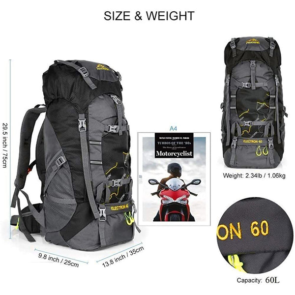 NACATIN Hiking Backpack, 60L Large Rucksack for Men Women, Tear and Water-resistant Ideal for Camping Trekking Travel Outdoor