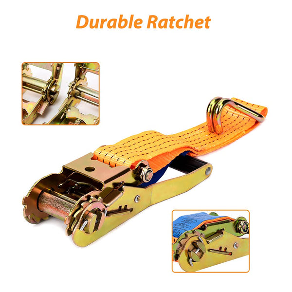 maXpeedingrods 10 x Lashing Straps Ratchet Strap Tie Down 5000kg x 6m x 50mm Heavy Duty Trailer Tension Belts with Iron Handle and Double J Hook 5000kg 5Ton