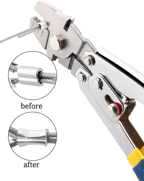 TooTaci Wire Rope Cable Crimping Tool Wire Rope Swager Crimper Fishing Crimping Tool with 200 PCS Aluminum Double Barrel Ferrule Crimping Loop Sleeves