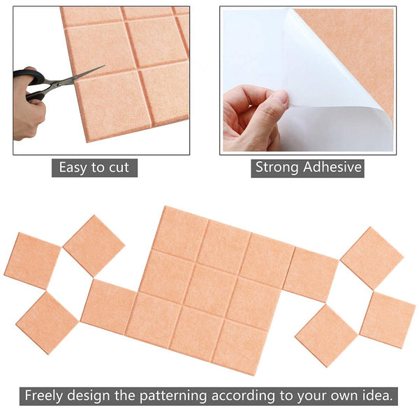 Uoisaiko Large 30x30cm Felt Board Tiles with 30 Pins, Pack of 6 Bulletin Board Notice Boards for Home Office Kitchen, Self Adhesive Pin Board Wall Tiles for Photos Memos