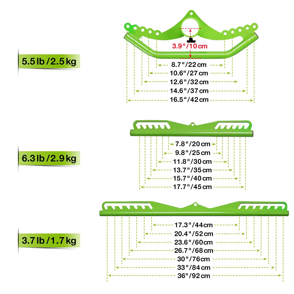 LAT Pull down Bar Accessories Straight Handle spacing Adjustable, Cable Machine Attachment for Pulley System, Home Gym, Fitness Body Training and