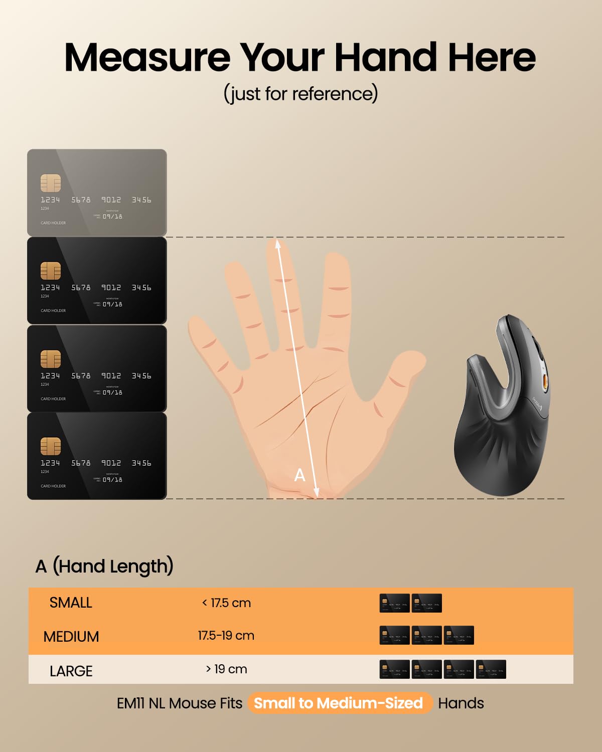 ProtoArc EM11 NL Ergonomic Mouse, Wireless Vertical Mini Mouse Rechargeable Optical Mice with Multi-Device (2*Bluetooth + USB Connection), 3 Adjustable DPI for Computer, iPad, Mac, Windows Black