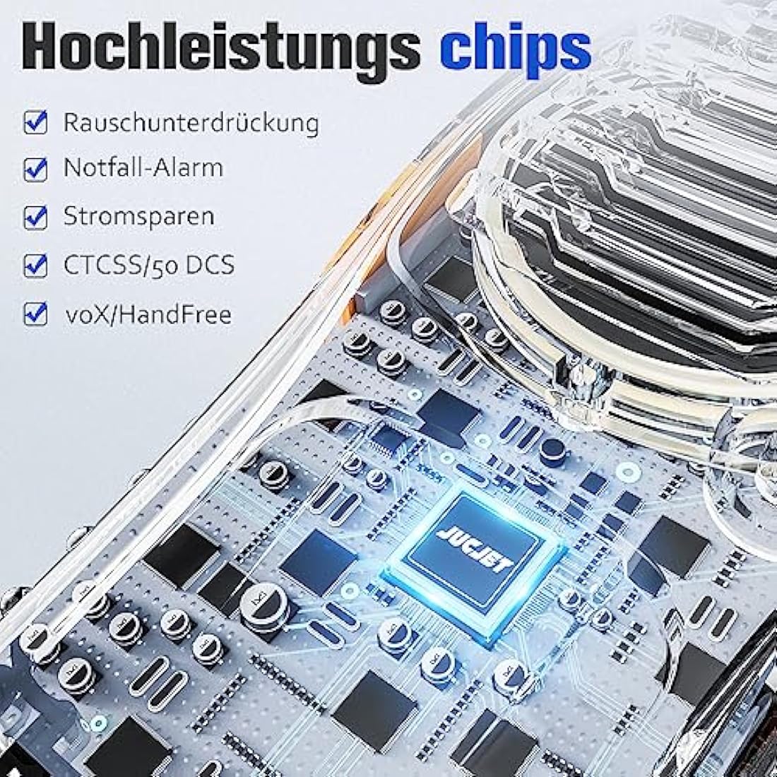 JUCJET 88E Walkie Talkie Long Range, Rechargeable 2 Way Radio for Adults with 16 Channels, VOX, USB Charging Base, PMR446 License-free, Handheld Walkie Talkie Rugged for Rescue, Security (6 Pcs)