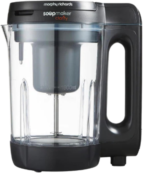 Morphy Richards 1.6L Clarity Soup Maker, Portion Control, 9 Featured Settings, Smart Response Technology, Keep Warm, Soup and Smoothie Maker, White & Black, 501050