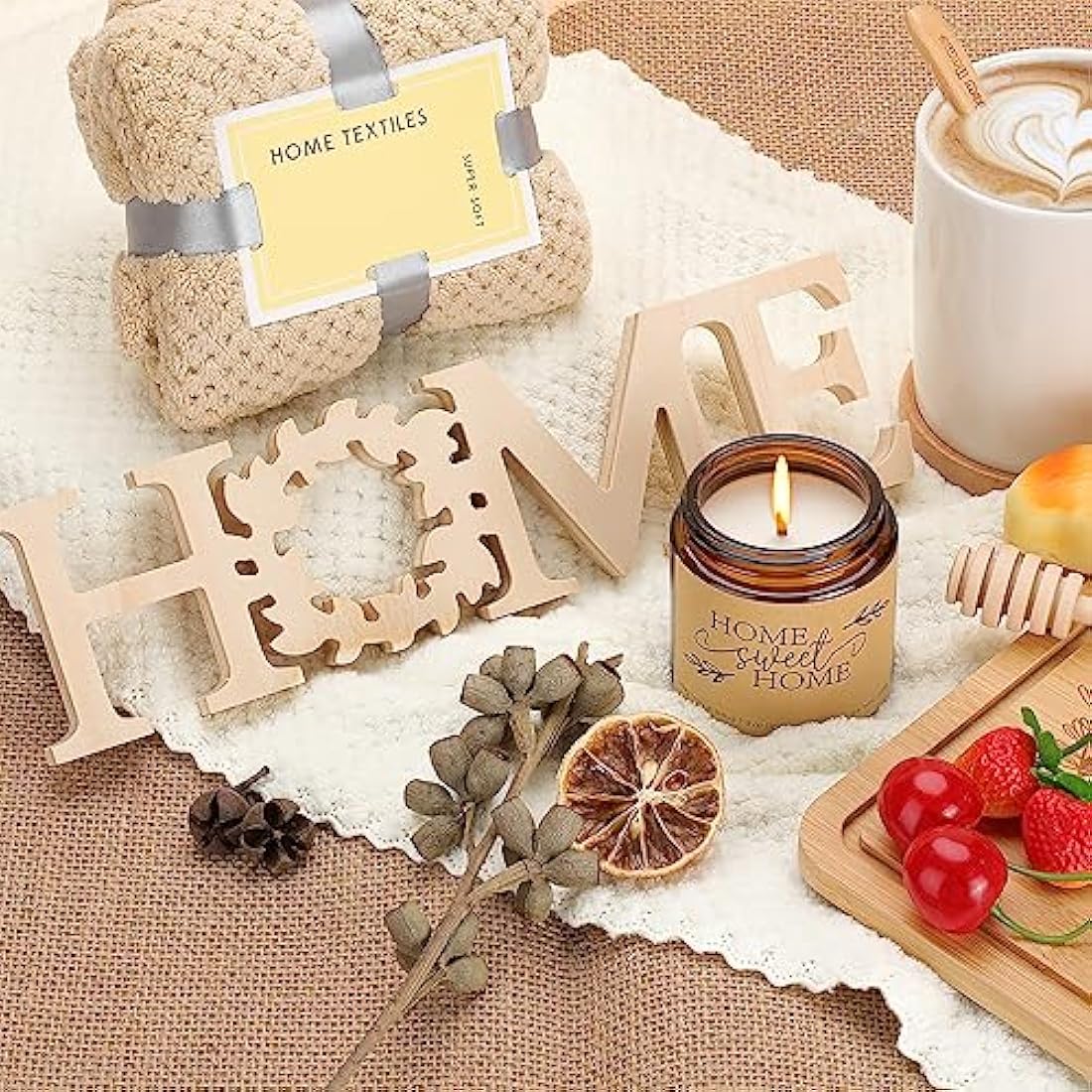 House Warming Gifts New Home,New Home Gifts,Bamboo Serving Board Coasters Spoon for Couple Women Men