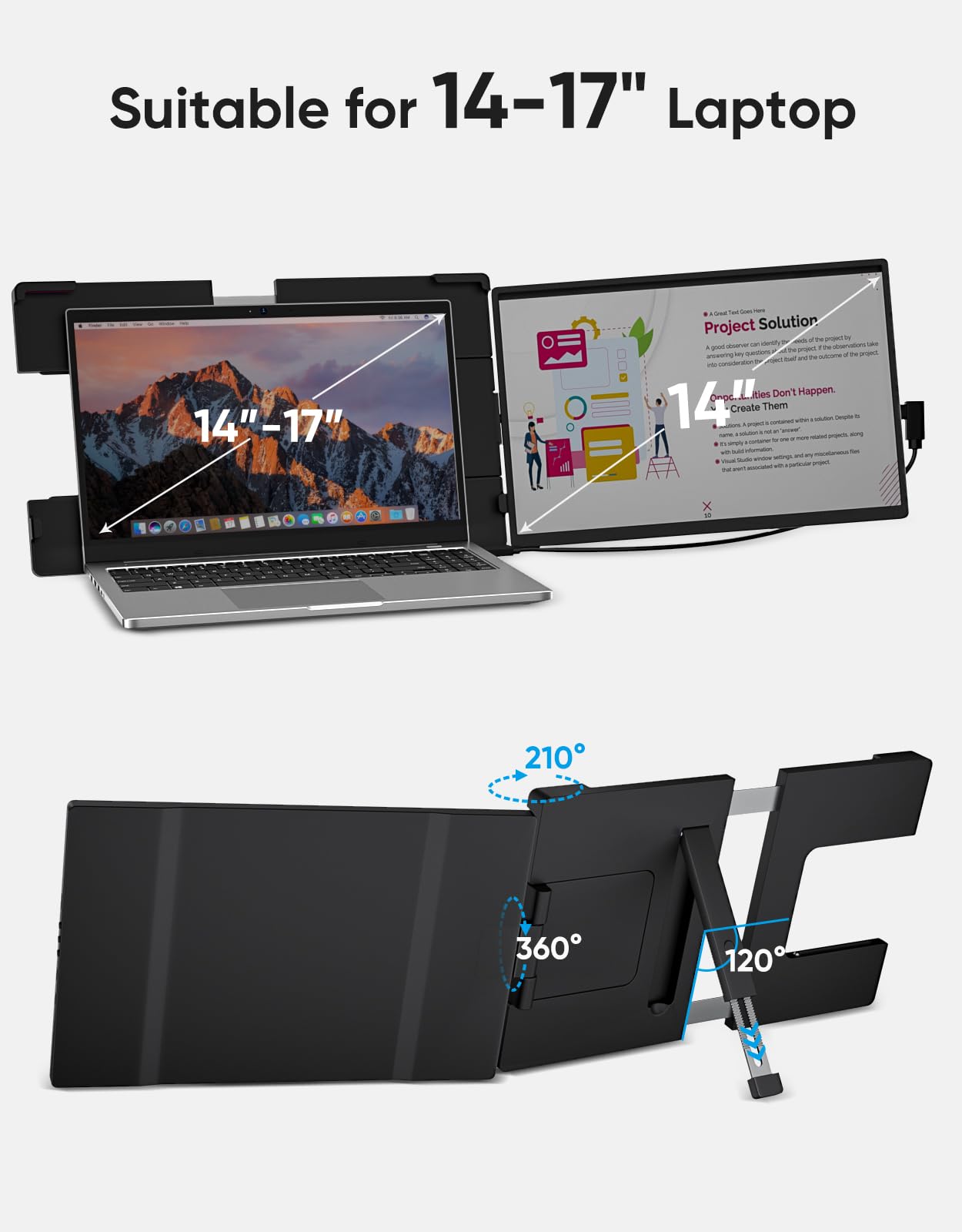 Dopesplay Laptop Screen Extender Monitor,15.6" FHD 1080P IPS External Portable Monitor for Laptop,Plug & Play Dual Screen Monitor for 13.3"-17" Laptops,Compatible with Mac,Wins,Chrome,Android,Dex