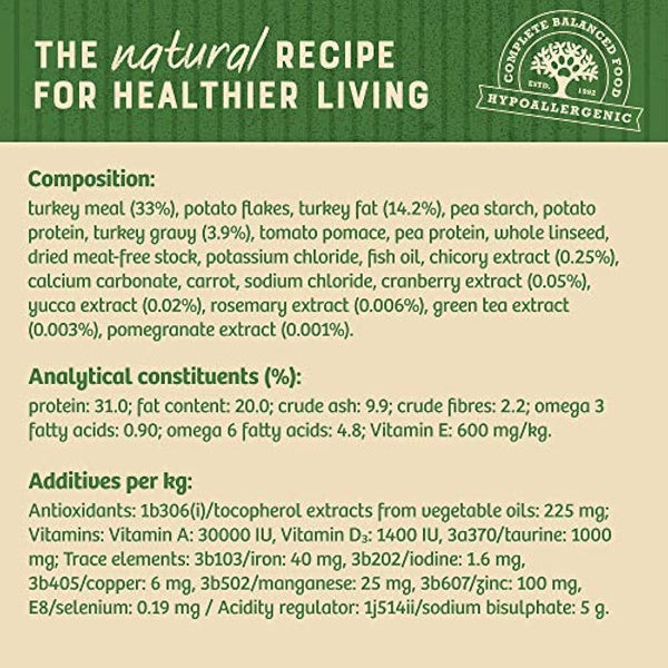 James Wellbeloved Adult Grain-Free Turkey 4 kg Bag, Hypoallergenic Dry Cat Food