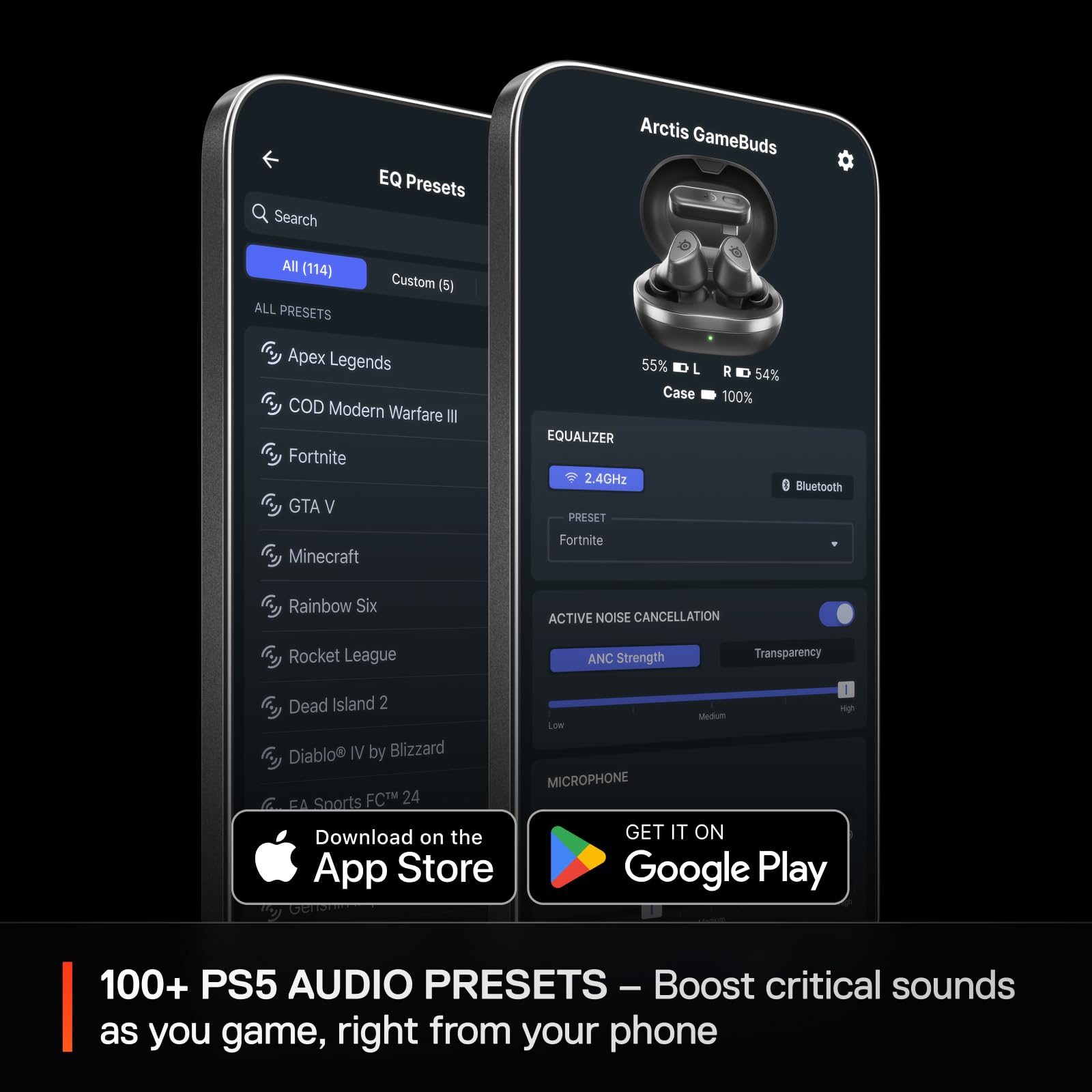 SteelSeries Arctis GameBuds for PS5 - Wireless Gaming Earbuds - 2.4GHz + BT 5.3 - ANC/Transparency - IP55 Water Resistant - 40H Battery - Wireless Charging - PS5, PC, Switch 2, Mobile - White