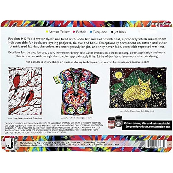 Jacquard Procion Mx Dye Cold Water Dying Set PMX108s 8 Colours