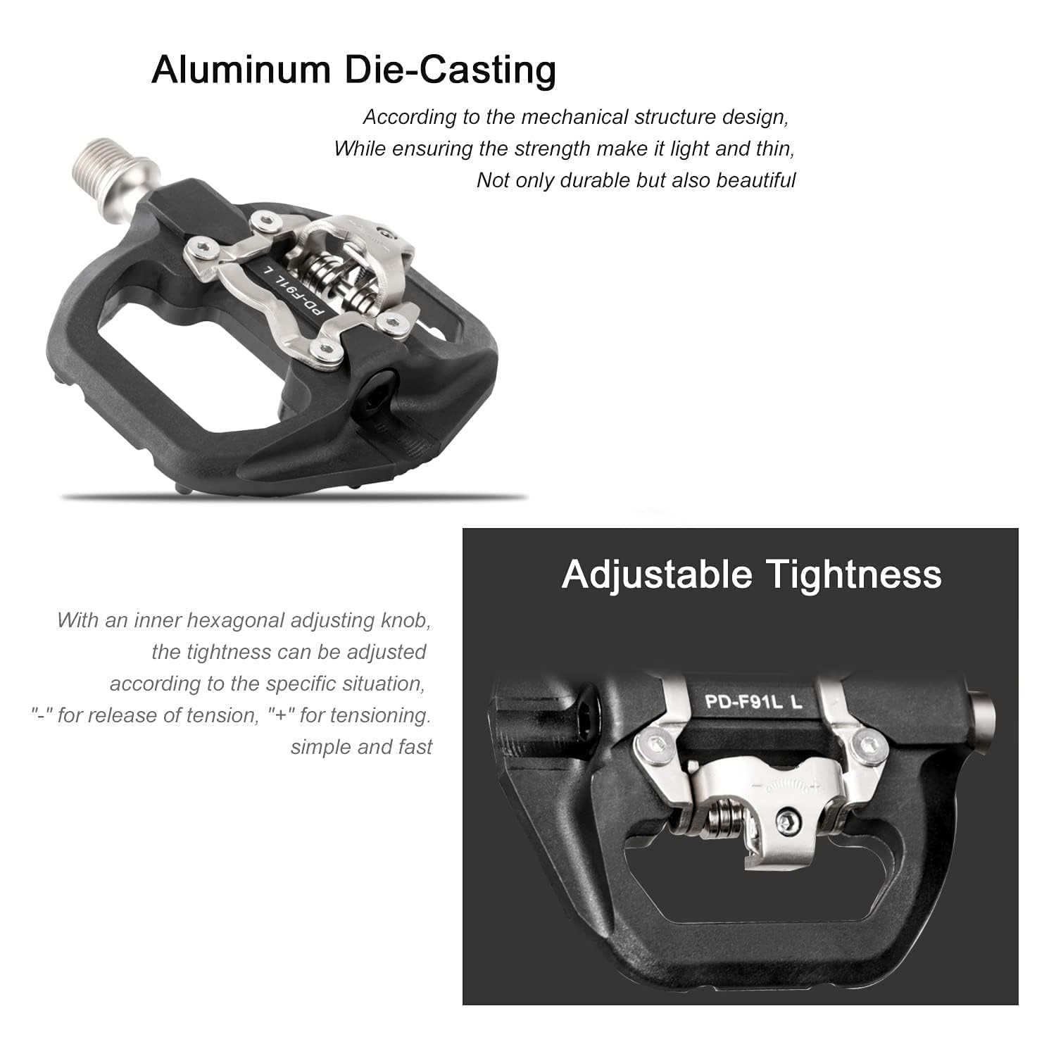 MTB Pedals Clipless Flat Dual Platform with Cleats - Compatible with Shimano Clipless Bike Pedals, 3 Sealed Bearing Lightweight Nylon Fiber Bicycle