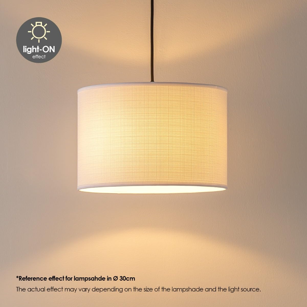 Home Sweet Home collection Modern Lampshade Canvas | Cylinder | 50/50/25cm | White | Fabric lampshade Made of Cotton | for E27 lamp Holder | RoHS