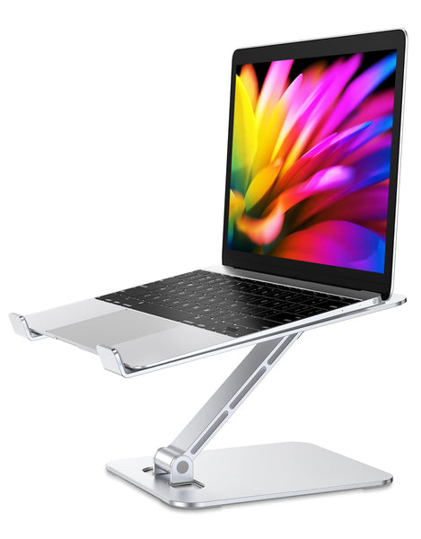 Laptop Stand Lap Desk, Ergonomic Foldable Computer Stand with Adjustable Height, Ventilated Aluminium Alloy Riser Compatible with MacBook Air, Pro, All 10-16" Laptops (Silver)