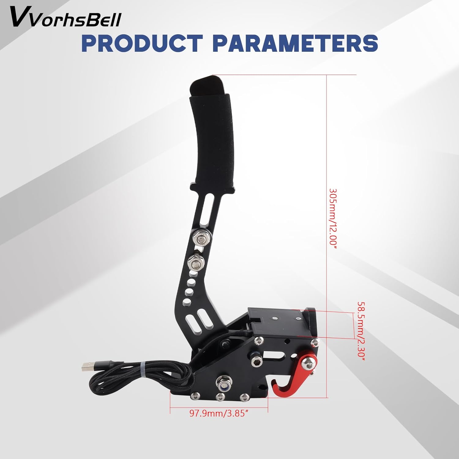 VVORHSBELL USB Handbrake 16 Bit SIM PC Racing Games Compatible with logitech G25 G27 G29 G920 G923 & Thrustmaster T300 T500 Adjustable Linear Handbrake For Simulator Games