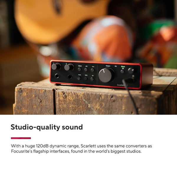 Focusrite Scarlett 2i2 4th Gen USB Audio Interface for Recording, Songwriting, Streaming and Podcasting — High-Fidelity, Studio Quality Recording, and All the Software You Need to Record