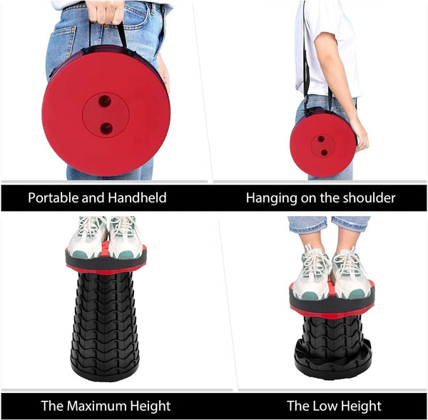 LUXJET Portable Folding Stool Lightweight Yet More Sturdy with Load Capacity 180KG, Retractable Plastic Foldable Collapsible Stool for Camping Fishing Hiking BBQ Outdoors Indoors Kitchen