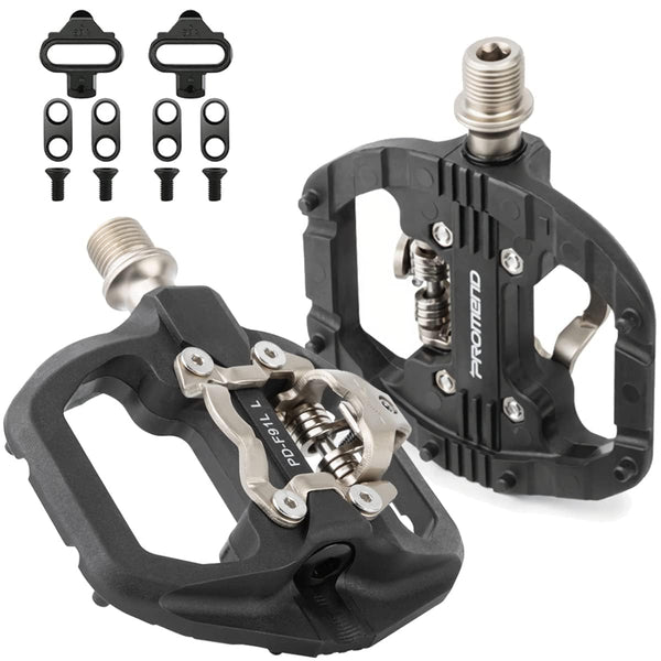 MTB Pedals Clipless Flat Dual Platform with Cleats - Compatible with Shimano Clipless Bike Pedals, 3 Sealed Bearing Lightweight Nylon Fiber Bicycle