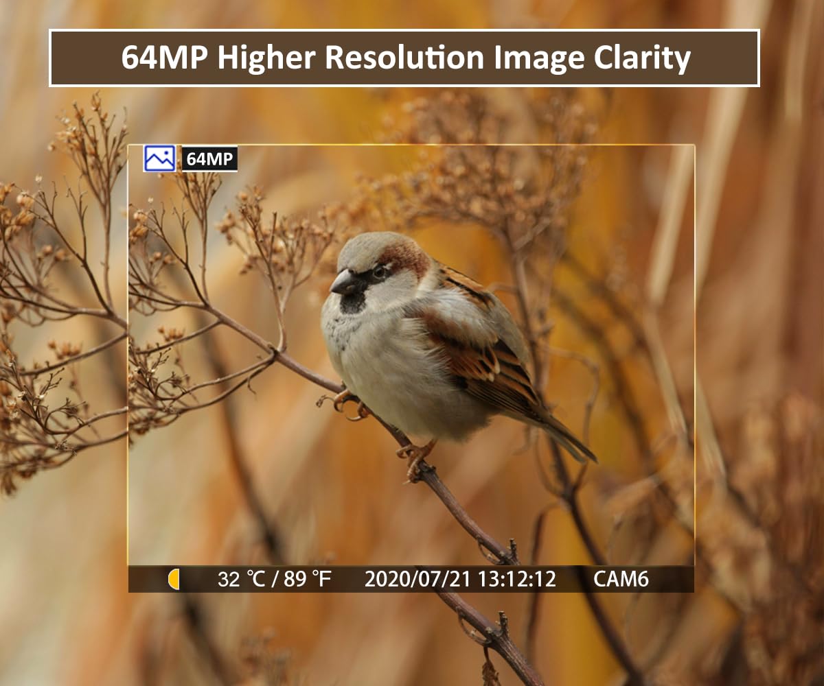 GardePro E7 WiFi Wildlife Camera, 64MP 1296P, Phone App, 100ft Night Vision, Game Cameras with Motion Activated Waterproof, for Hunting, Wildlife, Deer Camera