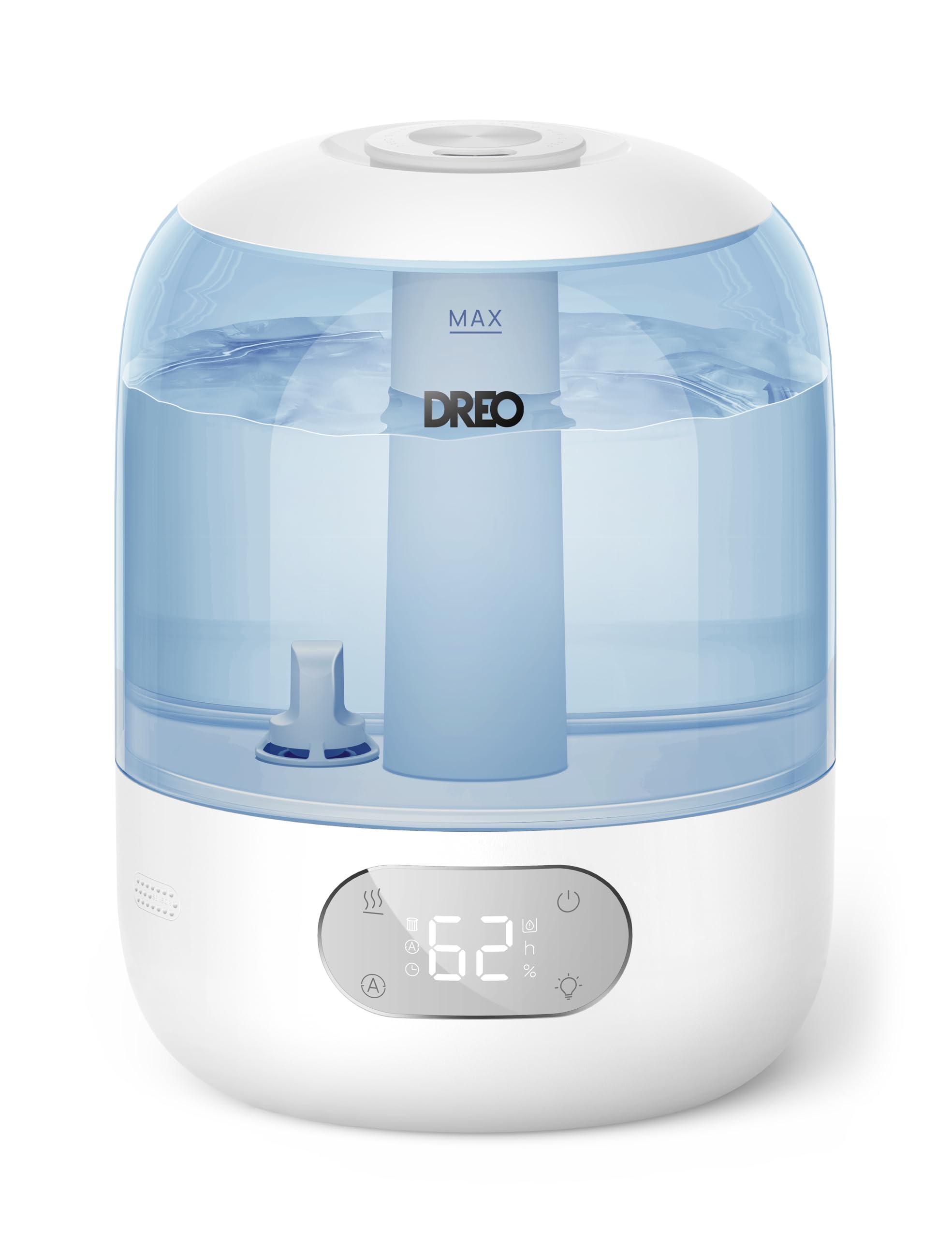 Dreo Humidifier for Bedroom with Sensor, 26dB Quiet Cool Mist Ultrasonic Humidifiers for Home, 360 Nozzle, 30H Runtime, Ambient Light Indicator,