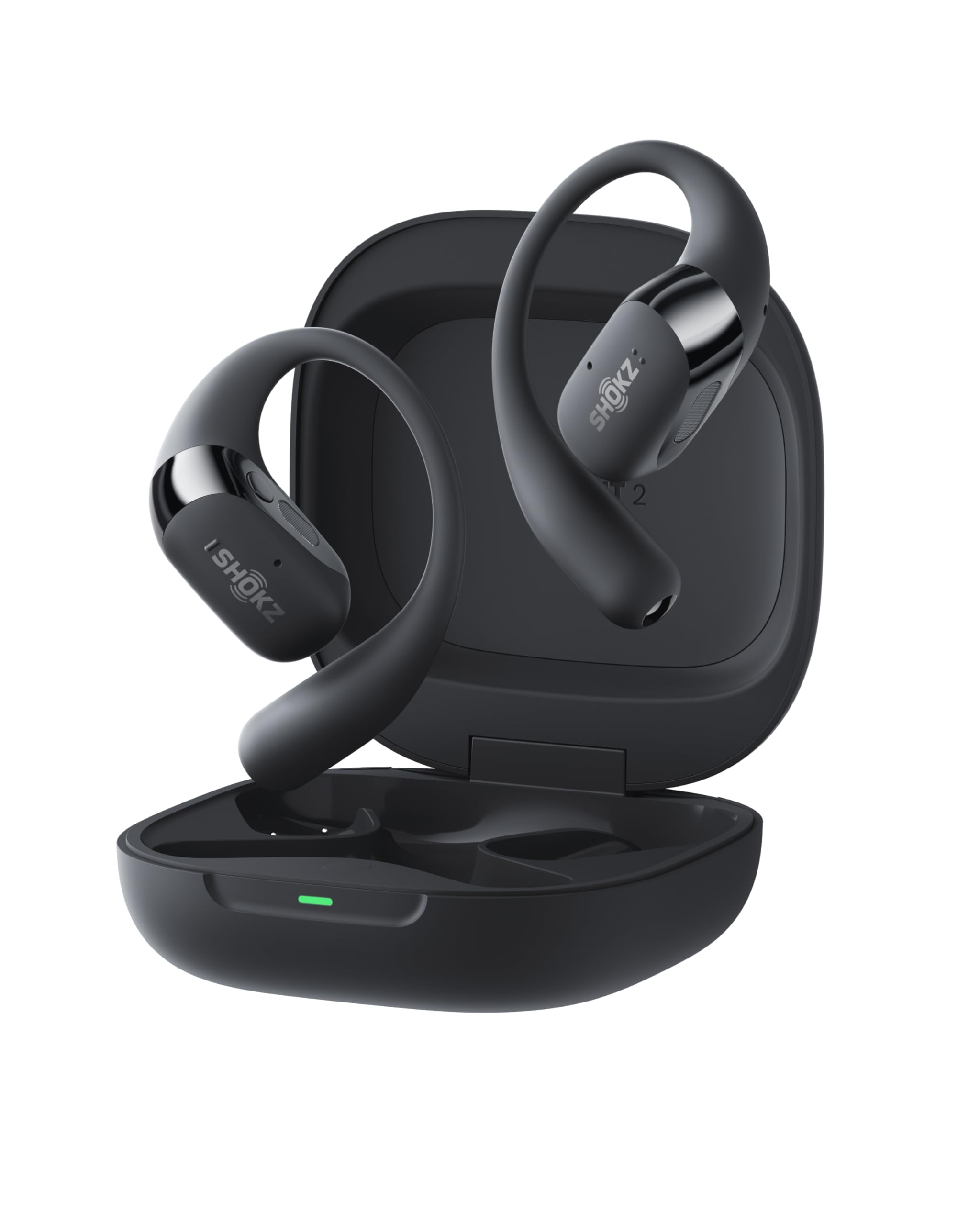 SHOKZ OpenFit 2 Open-Ear Headphones, True Wireless Bluetooth Earphones with Microphone, Earhook Earbuds with 48 Hours of Playtime, USB-C Fast Charging, IP55 Water-Resistant, with Carrying bag, Black