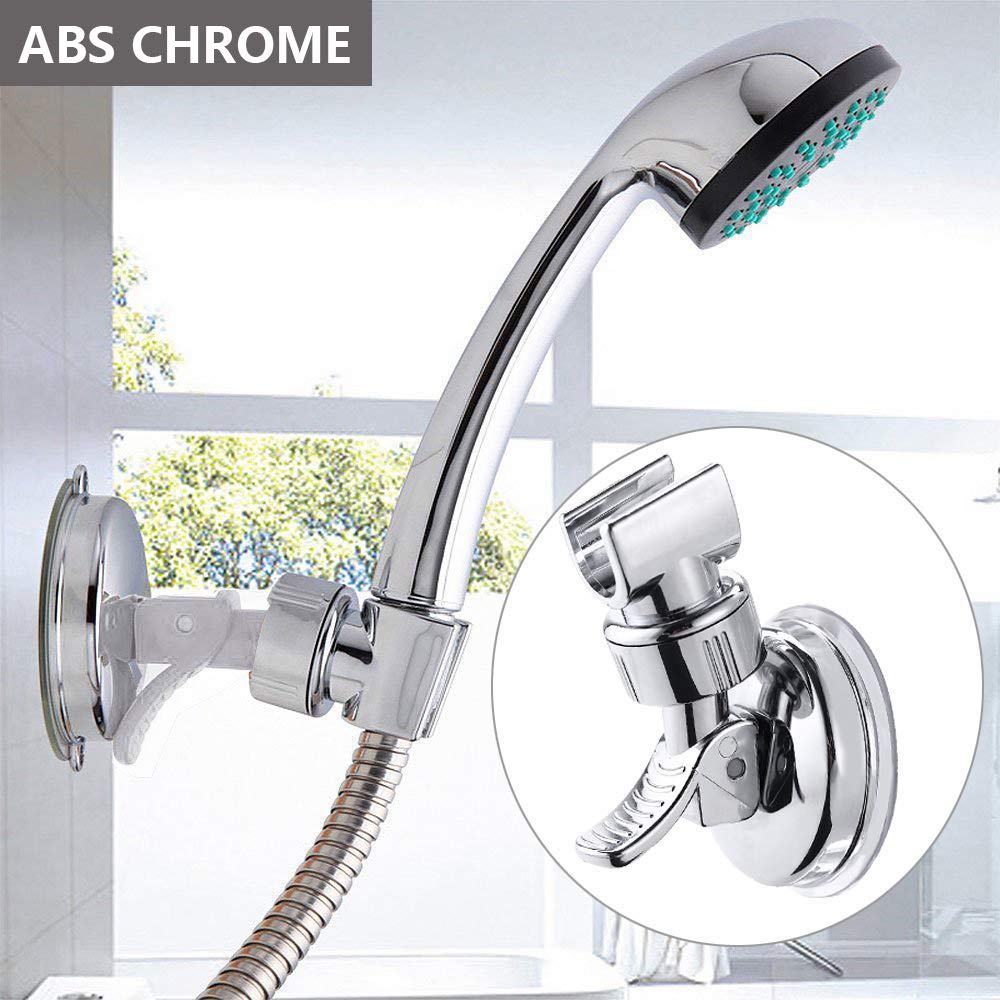Shower Head Holder, Adjustable Removable Shower Wall Bracket, Shower Head Mount, 360° Rotation Adjustable Shower Bracket, Angle Adjustable Vacuum Suction Cup (Sliver-1)