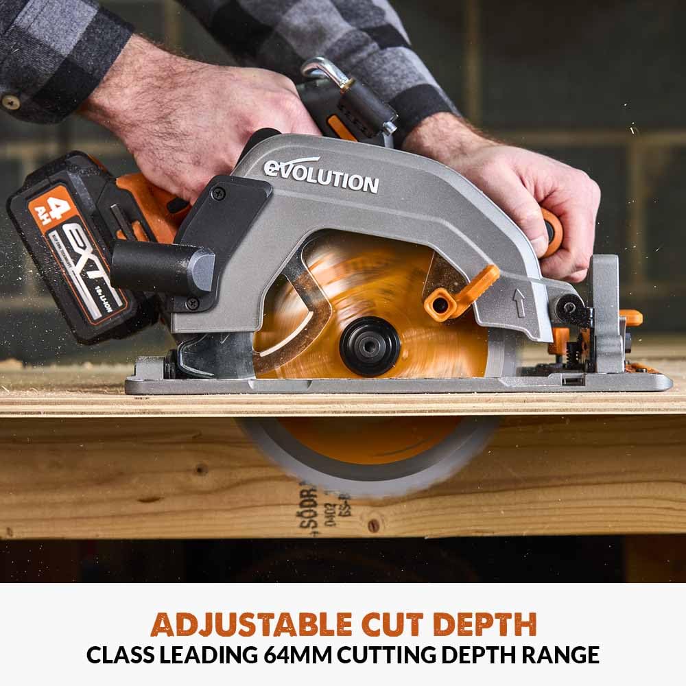 Evolution Power Tools R185CCSX Circular Saw With 1020 mm 3-Piece Track | Multi-Material Blade, Cuts Wood, Metal, Plastic & More | Incl Dust Port Adapter | 185mm (230v)